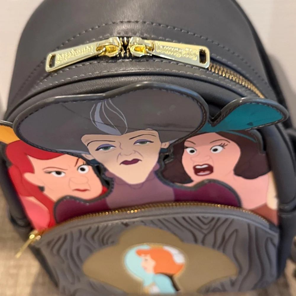 Disney loungefly villian Backpack three evil stepsisters of Cinderella 11 by 9